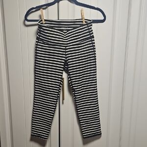 Athleta Black and White Striped Leggings